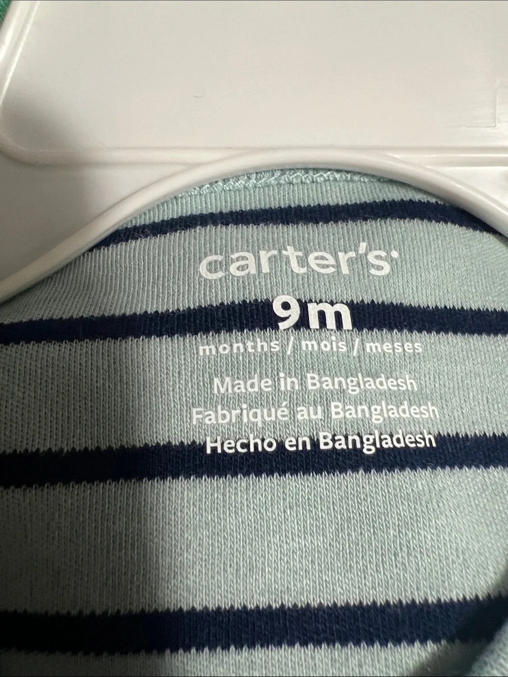Carter's Green and Navy Striped Footed One-Piece with Dino